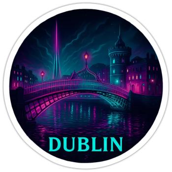 Dublin Souvenir Cyberpunk - Sticker Größe S (10 x 10 cm) - Mattweiß - Vorne