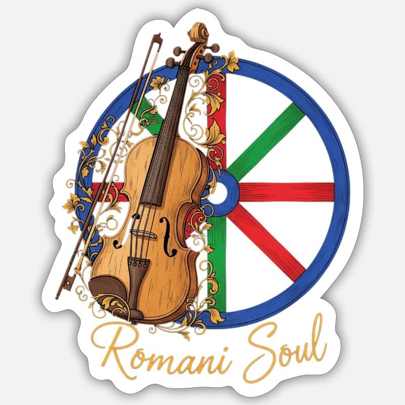 Art du violon âme romani - Sticker taille S (10 x 10 cm) - blanc mat