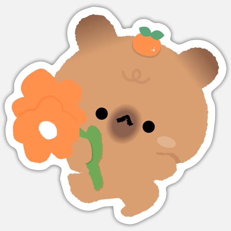 Romantisches Capybara - Sticker Größe S (10 x 10 cm) - Mattweiß