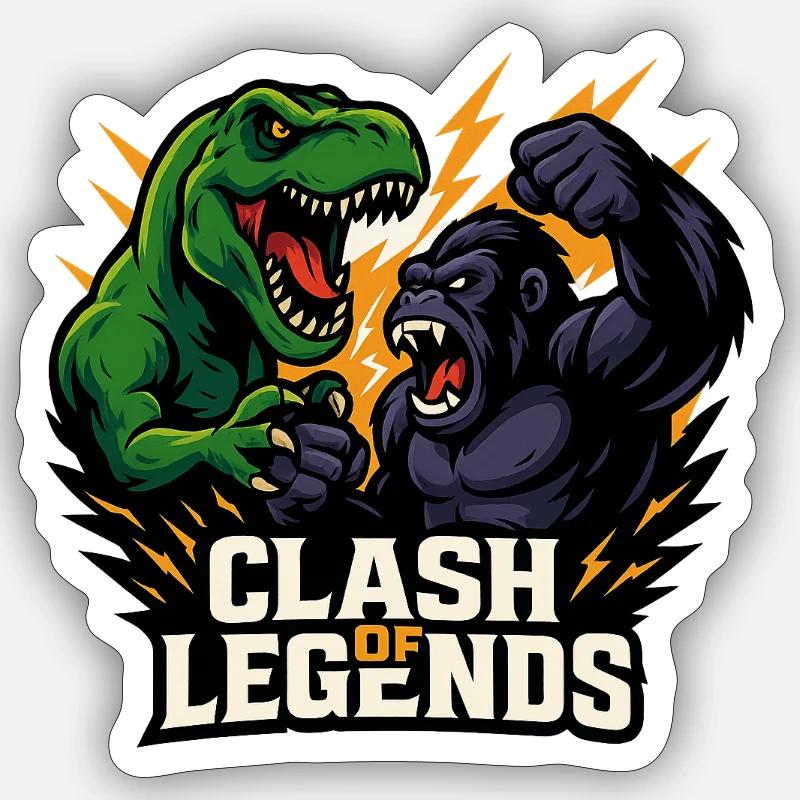 Dino vs. Gorilla - Sticker size S (10 x 10 cm) - white matte