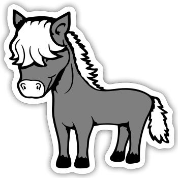 Pferd Bob Haare Frisur Pony Fohlen Niedlich Comic - Sticker Größe S (10 x 10 cm) - Mattweiß - Vorne