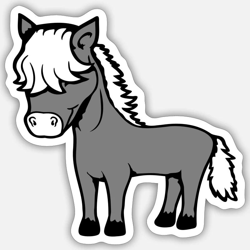 Pferd Bob Haare Frisur Pony Fohlen Niedlich Comic - Sticker Größe S (10 x 10 cm) - Mattweiß