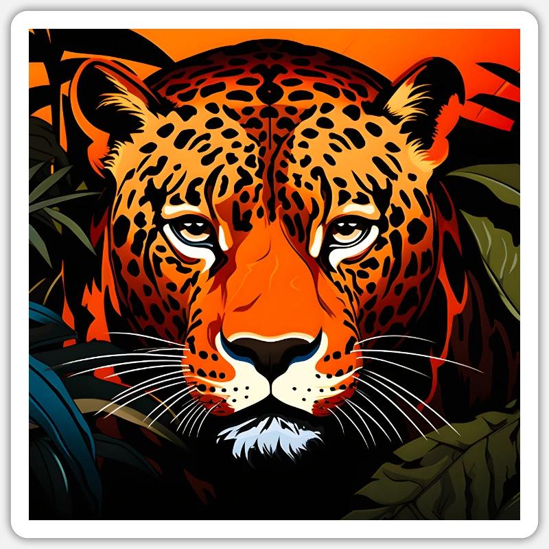Leopard Graphique Sauvage - Sticker taille S (10 x 10 cm) - blanc mat