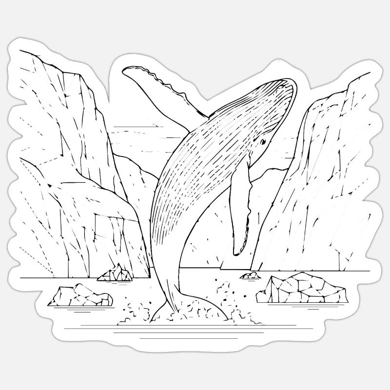 Wal mit Eisbergen - Sticker size S (10 x 10 cm) - white matte