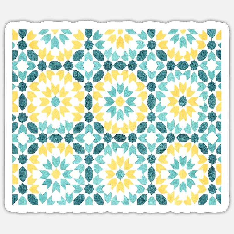 Persian Tile Pattern – Blue & Gold Sticker size S (10 x 10 cm)