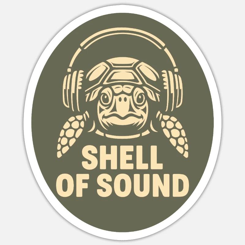 Turtle mit Kopfhörer - Sticker Größe S (10 x 10 cm) - Mattweiß