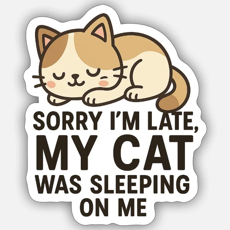 Delay Jeu with cute kitten - Sticker size S (10 x 10 cm) - white matte