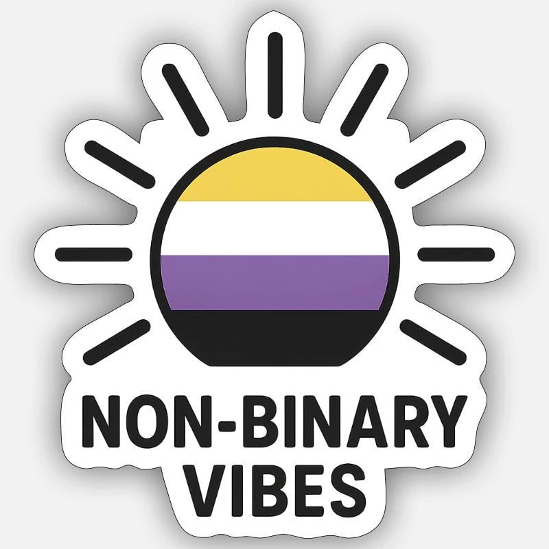 Non-Binary Vibes Sun Logo - Sticker size S (10 x 10 cm) - white matte