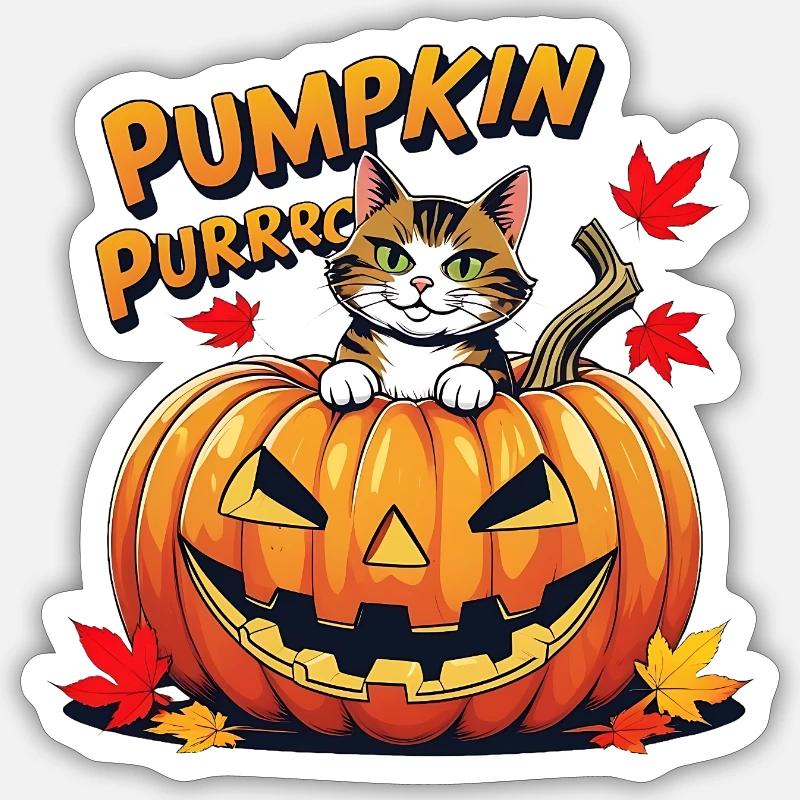 Conception de citrouille d’Halloween pour chat Sticker taille S (10 x 10 cm)