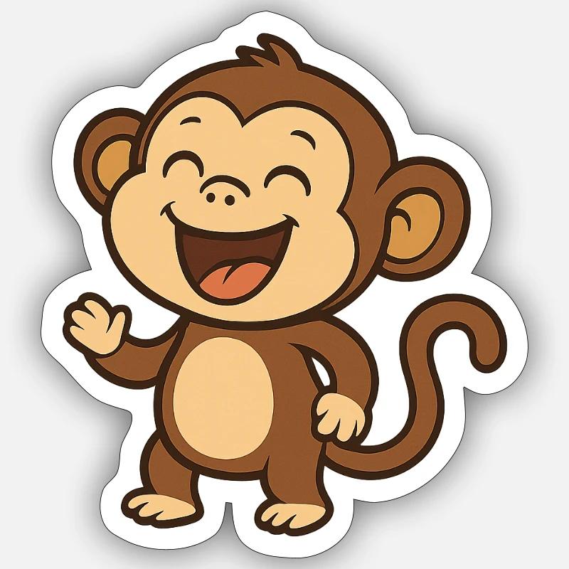 Lachender_Affee - Sticker taille S (10 x 10 cm) - blanc mat