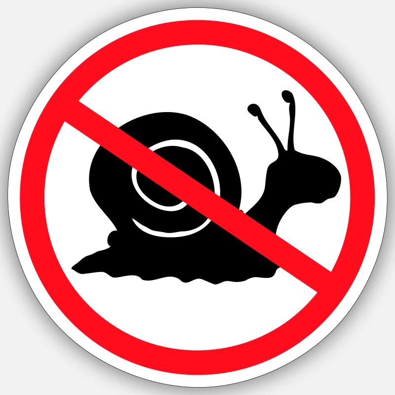 Panneau d'interdiction d'escargots sans préavis - Sticker taille S (10 x 10 cm) - blanc mat