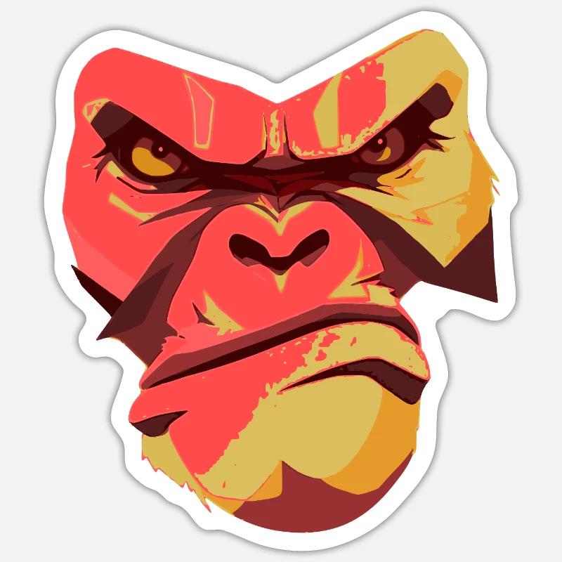 Gorilla Power Back Design - Sticker size S (10 x 10 cm) - white matte