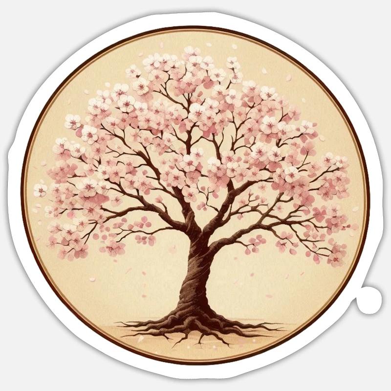 Delicate cherry blossom tree - Sticker size S (10 x 10 cm) - white matte
