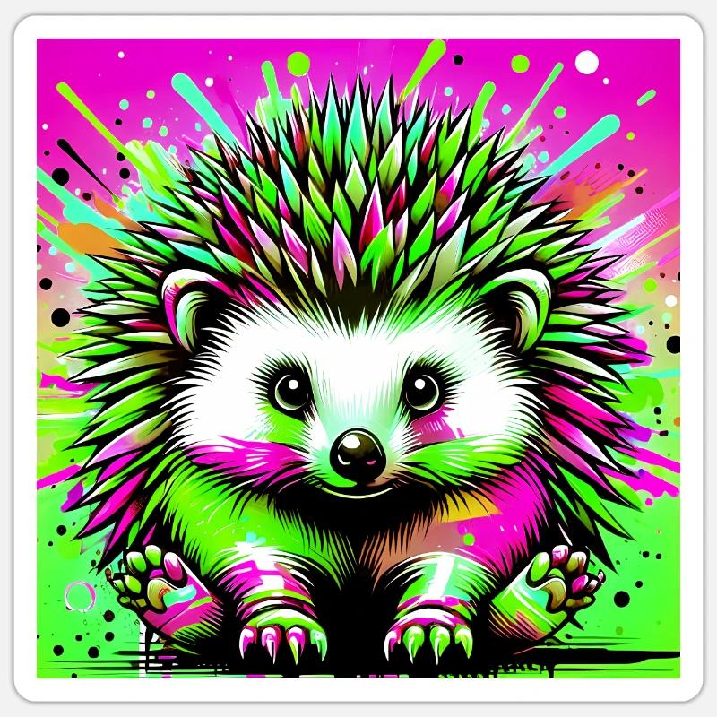 hérisson - Sticker taille S (10 x 10 cm) - blanc mat