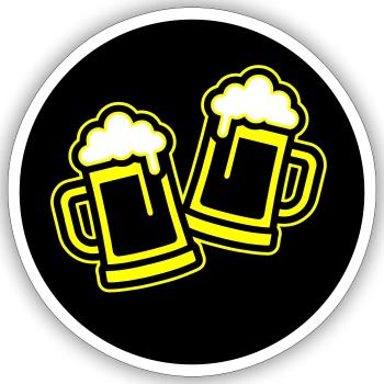 Bier Anstoßen Symbol Bierkrug - Sticker Größe S (10 x 10 cm) - Mattweiß - Vorne