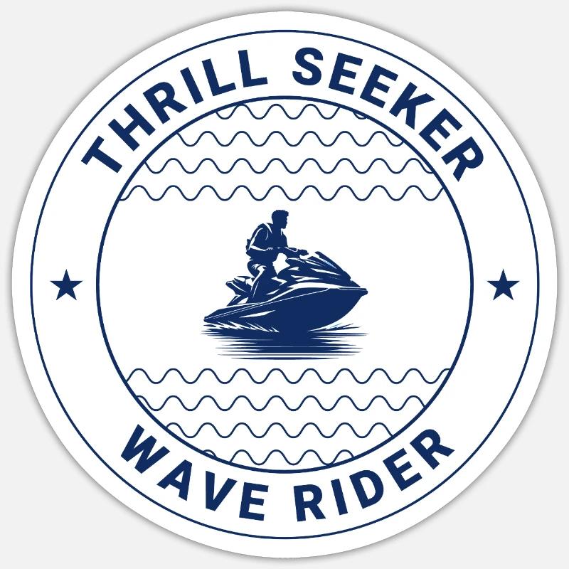 Thrill Seeker Wave Rider Jetski - Sticker Größe S (10 x 10 cm) - Mattweiß