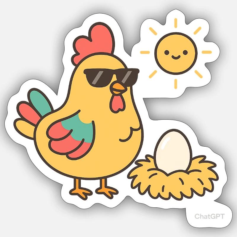 chicken laid an egg - Sticker size S (10 x 10 cm) - white matte