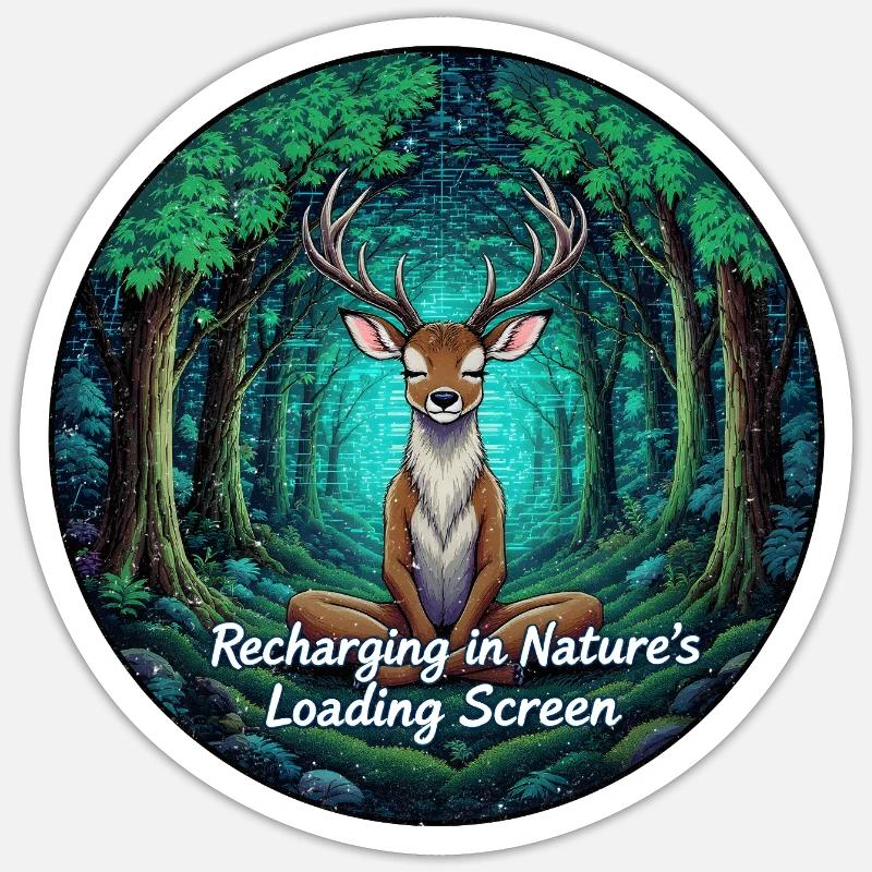 Mystic Forest Deer with Loading Screen Sticker size S (10 x 10 cm)