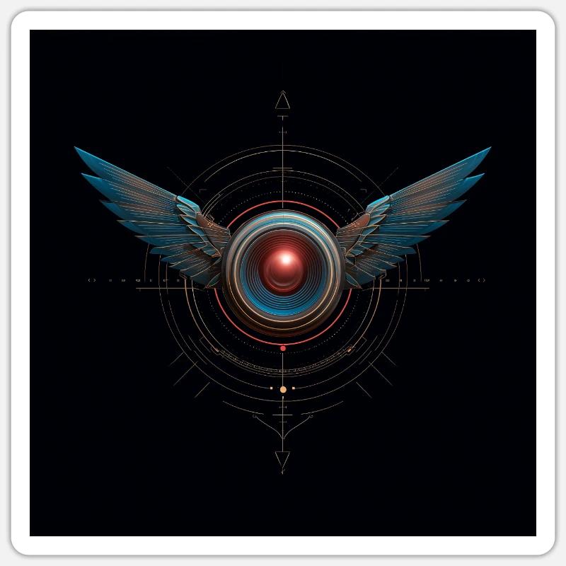 Futuristisches Winged Emblem – Techno Vision Sticker Größe S (10 x 10 cm)