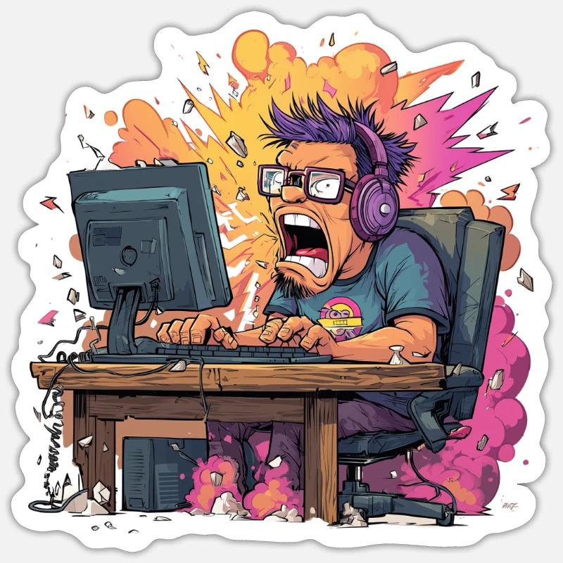 Gaming Rage Explosion – Zocker im Rage Mode Sticker Größe S (10 x 10 cm)