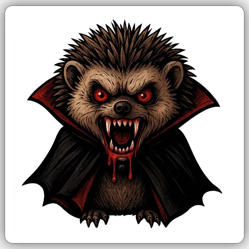 hérisson effrayant Sticker taille S (10 x 10 cm)