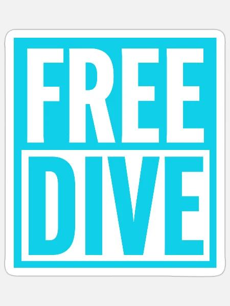 FREE DIVE Kühnes typografisches, lebendiges Design - Sticker Größe S (10 x 10 cm) - Mattweiß