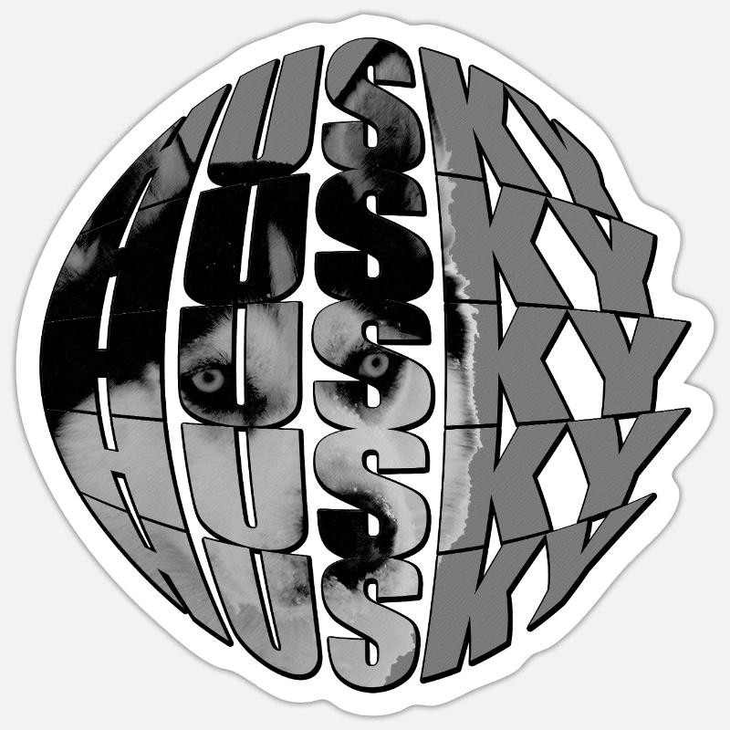 Wolfgesicht in Globus-Design - Sticker Größe S (10 x 10 cm) - Mattweiß