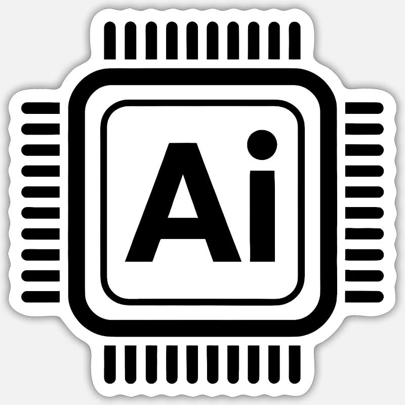KI-Chip - Cooles Technologie-Design - Sticker Größe S (10 x 10 cm) - Mattweiß