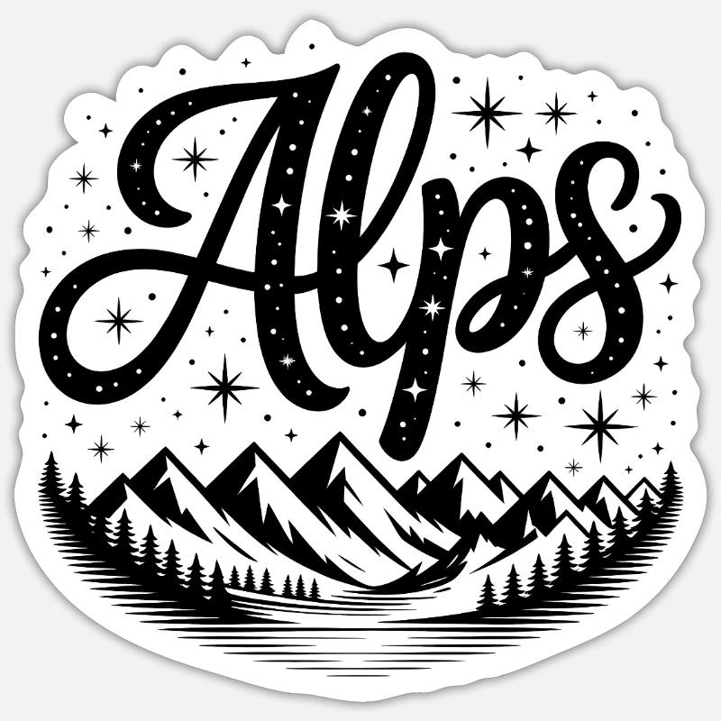 Alpes - Conception de souvenirs - Sticker taille S (10 x 10 cm) - blanc mat