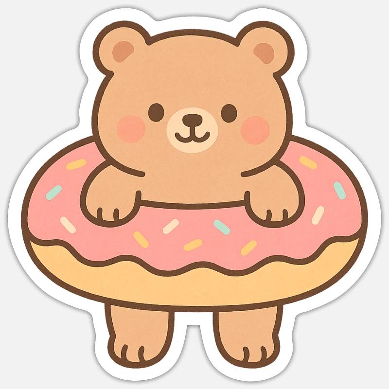 Petit Ourson flottant - Sticker taille S (10 x 10 cm) - blanc mat