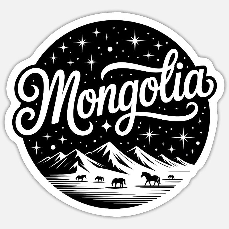Mongolie - Conception de souvenirs - Sticker taille S (10 x 10 cm) - blanc mat