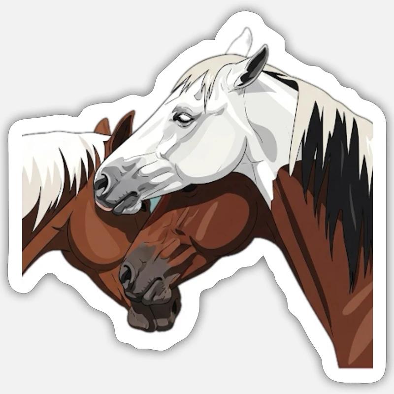Elegante Pferdeimpression - Sticker Größe S (10 x 10 cm) - Mattweiß