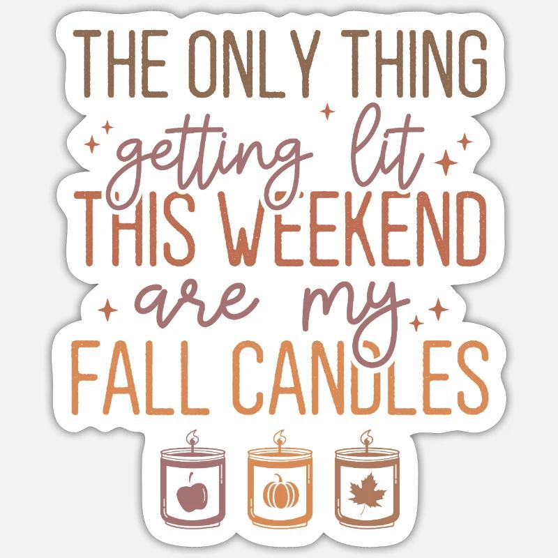 Bougie d’automne et conception de texte de parfum de cannelle Sticker taille S (10 x 10 cm)