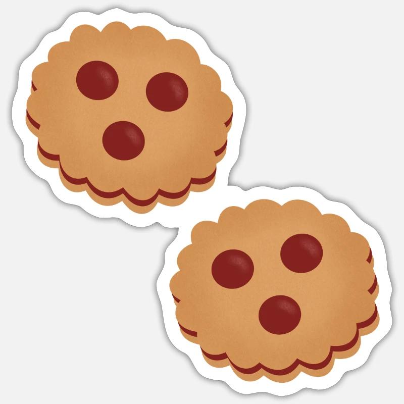 Mit Spitzbuben gefüllte Kekse - Sticker Größe S (10 x 10 cm) - Mattweiß