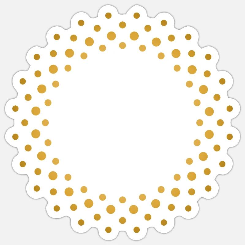 Ring-shaped, golden dot pattern - Sticker size S (10 x 10 cm) - white matte