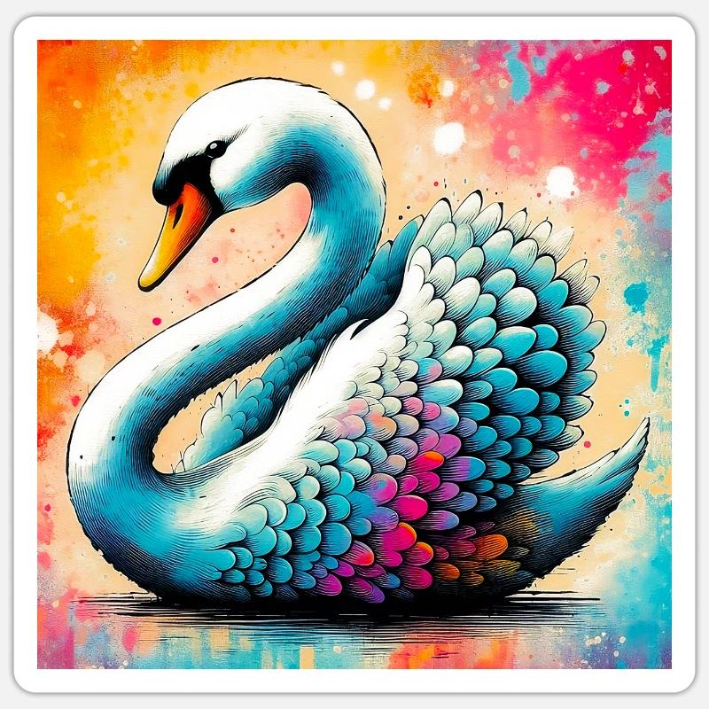 Schwan - Sticker Größe S (10 x 10 cm) - Mattweiß