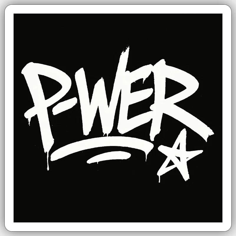 Graffiti Style Power Text Design - Sticker taille S (10 x 10 cm) - blanc mat