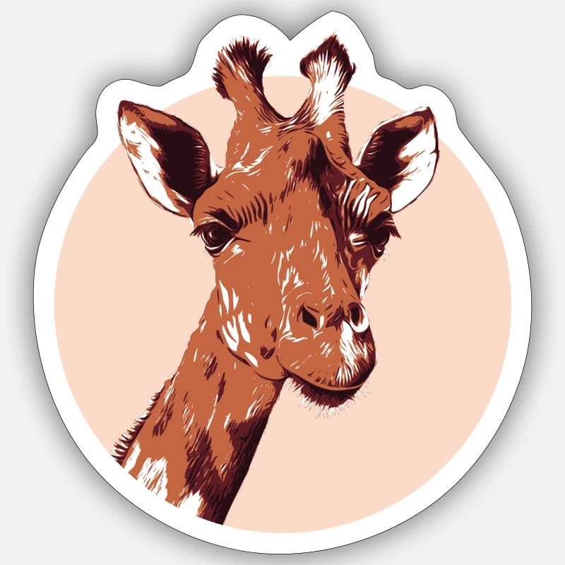 Conception illustrative moderne de girafe - Sticker taille S (10 x 10 cm) - blanc mat