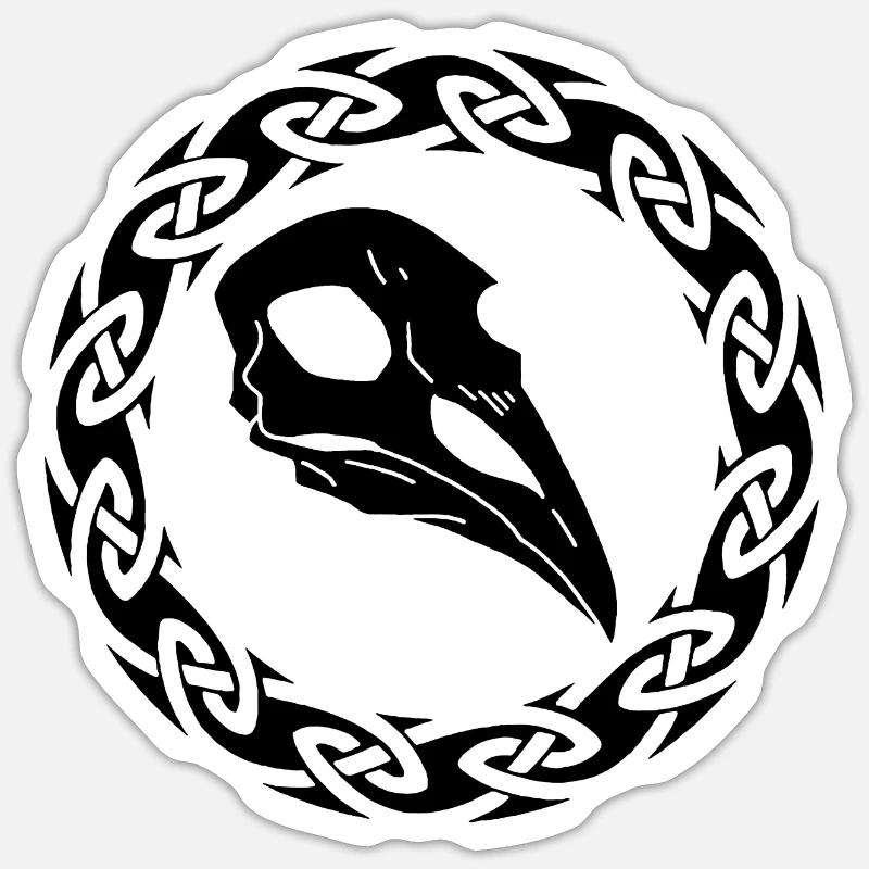 Schwarzer Wikinger Rabe Schädel Sticker Größe S (10 x 10 cm)
