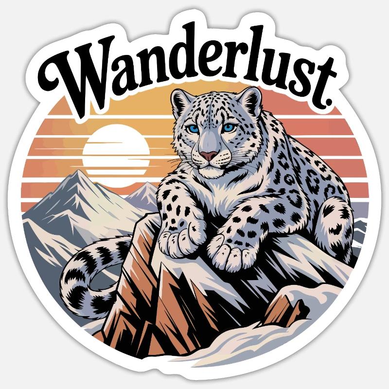 Snow Leopard on Mountain Sunset Sticker size S (10 x 10 cm)