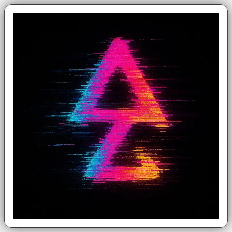 Neon Glitch Triangle Aura - Sticker size S (10 x 10 cm) - white matte