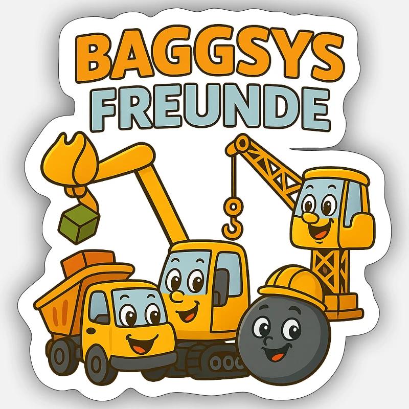 Baggsy Friends Conception d’équipements de construction - Sticker taille S (10 x 10 cm) - blanc mat