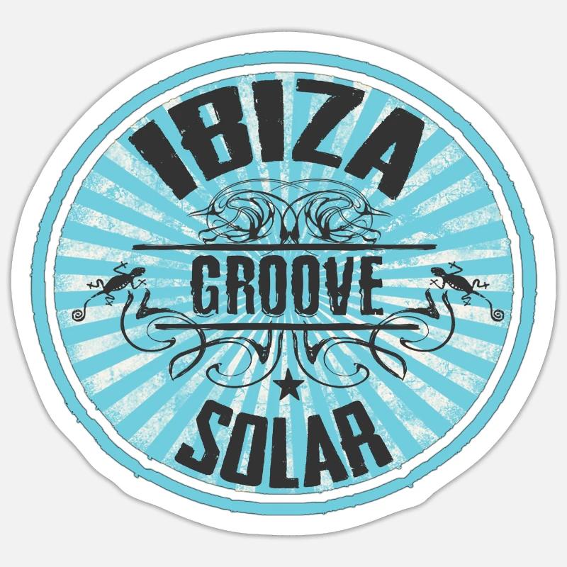 Conception du logo solaire ibiza Groove - Sticker taille S (10 x 10 cm) - blanc mat