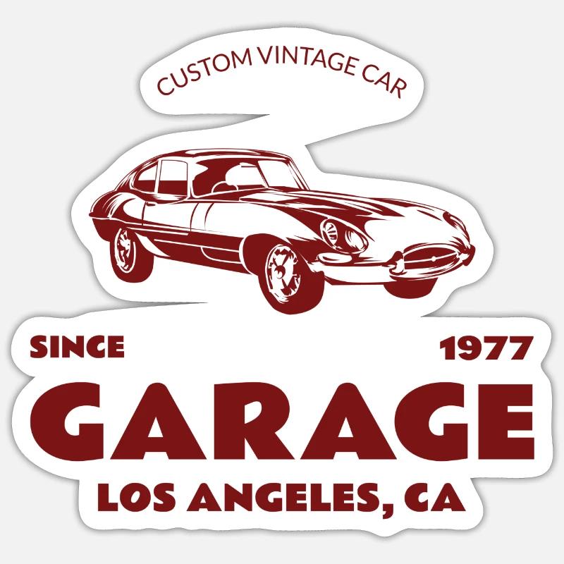 Custom Oldtimer – Garage Los Angeles - Sticker Größe S (10 x 10 cm) - Mattweiß