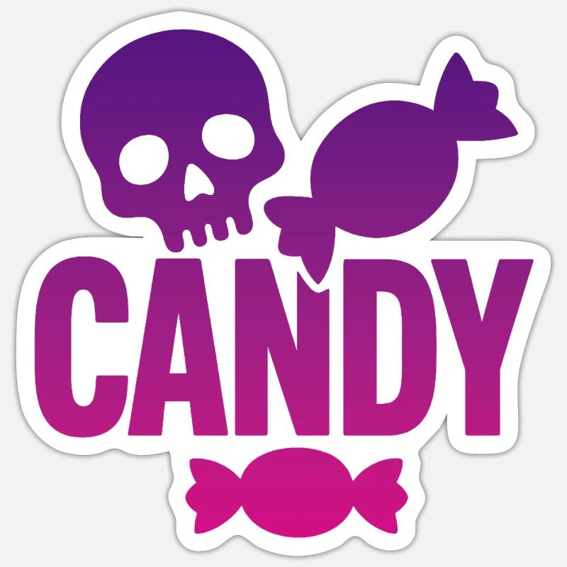 Skeleton and Whimsical Candy - Sticker size S (10 x 10 cm) - white matte