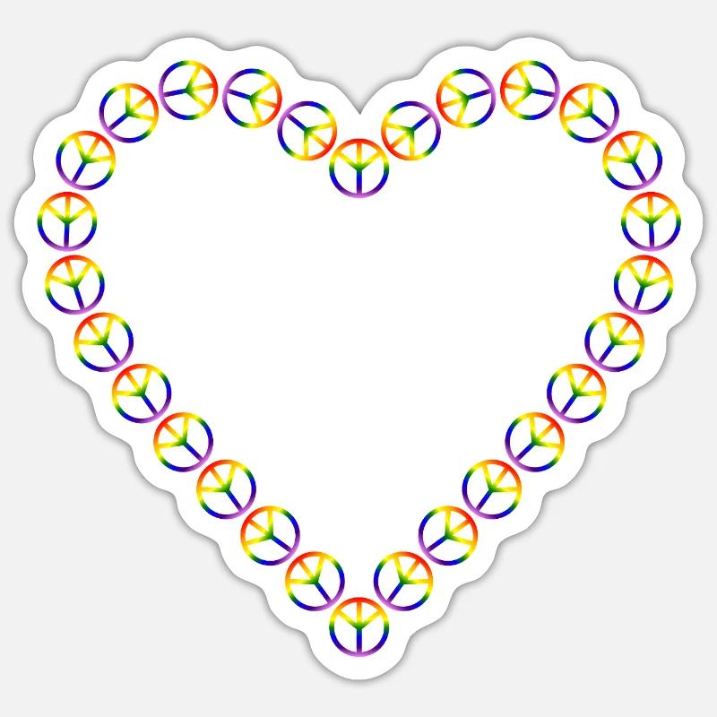 Rainbow Peace Heart Pattern - Sticker size S (10 x 10 cm) - white matte
