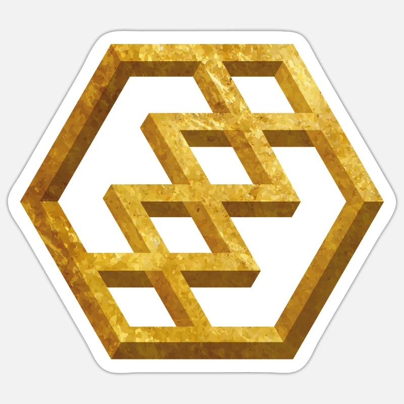 Golden Geometric Pattern - Sticker size S (10 x 10 cm) - white matte