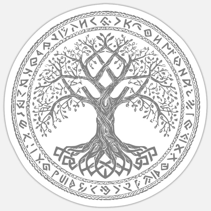 Baum des Lebens Symbol Runen Wikinger - Sticker Größe S (10 x 10 cm) - Mattweiß