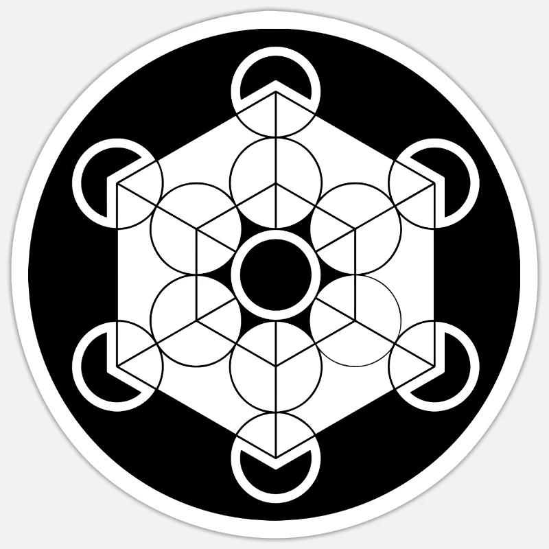 Crop circle cube de Metatron - Sticker taille S (10 x 10 cm) - blanc mat