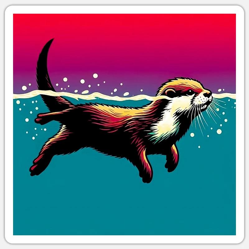 Otter - Sticker Größe S (10 x 10 cm) - Mattweiß